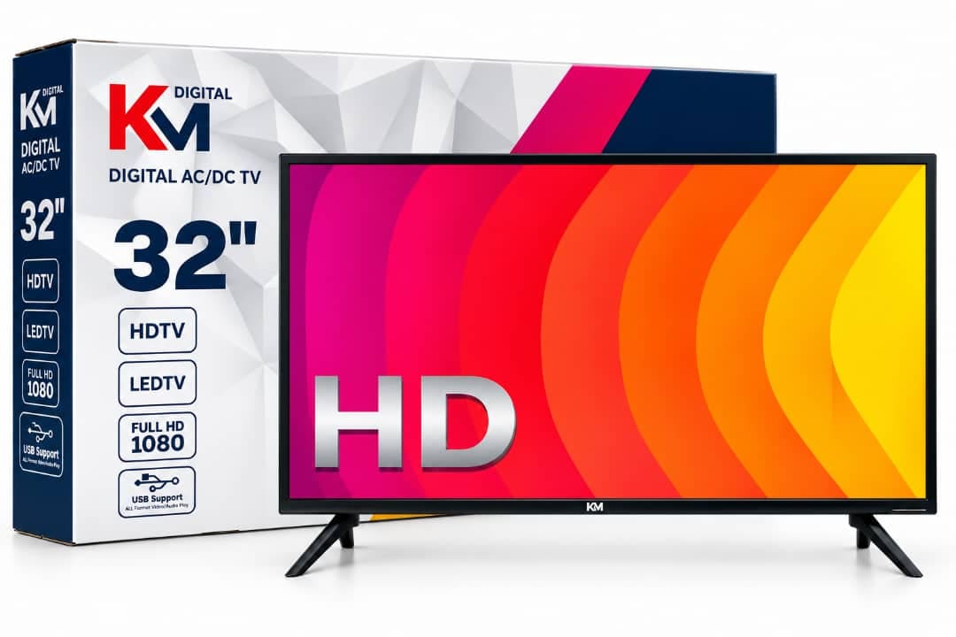 تلفزيون ليد رقمي 32 بوصة AC/DC - KM Digital