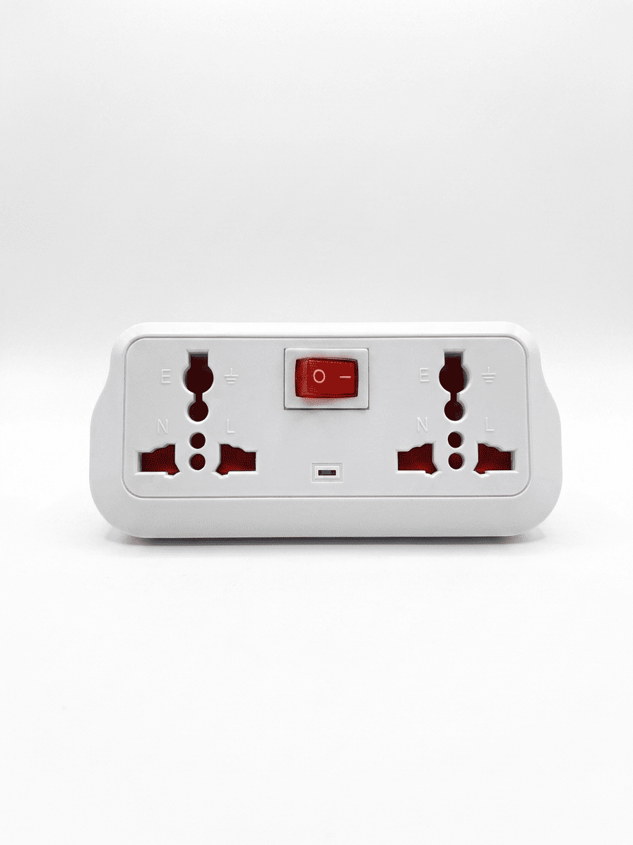قسام / محول كهربائي مزدوج بمفتاح تشغيل (2-Way Universal Socket Adaptor).